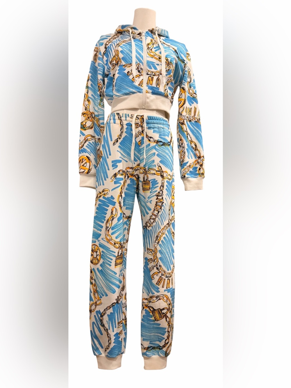 Moschino Couture Chain Print Jogger Set 2019 Runway Size S